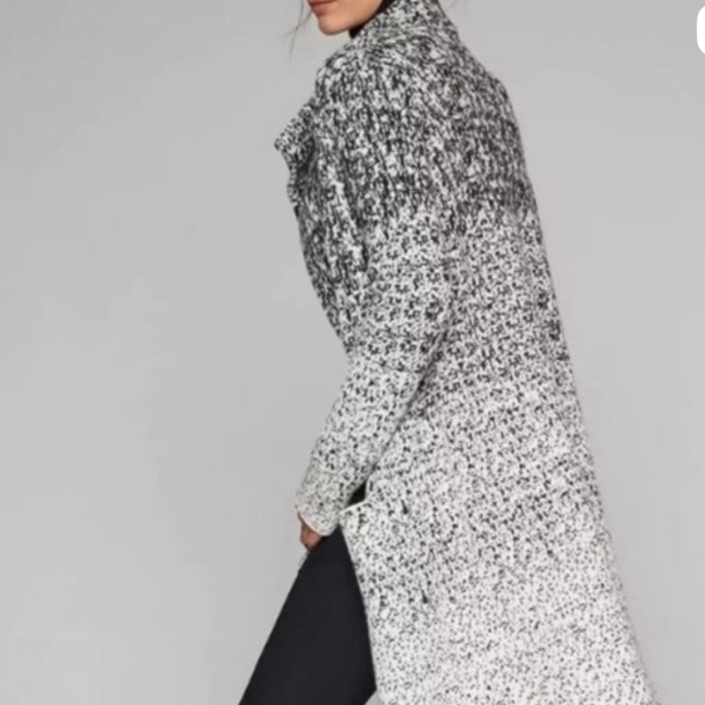 Athleta Gray and White Wool Cashmere Cardigan